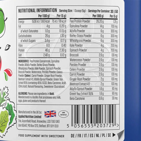 Applied Nutrition Greens Nutrition Facts in Bangladesh